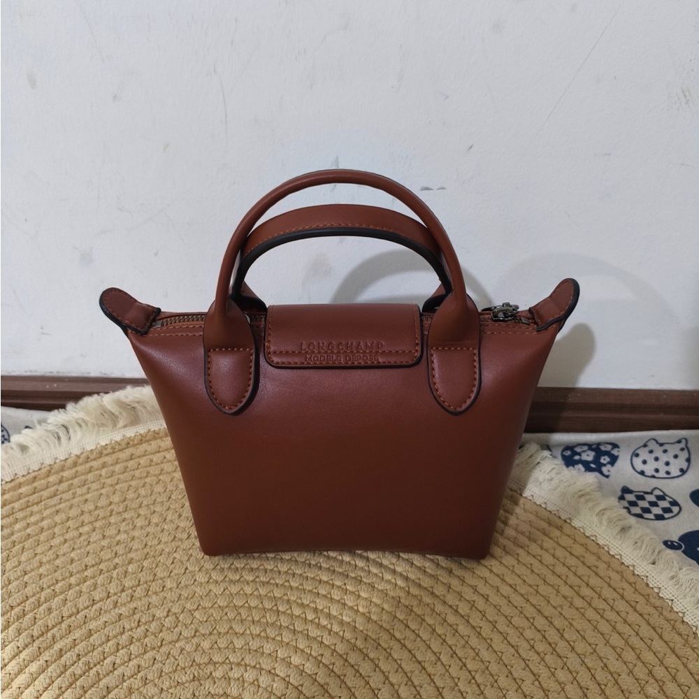 Longchamp Brown Mini Leather Top-Handle Bag with Strap - Picture 6 of 10